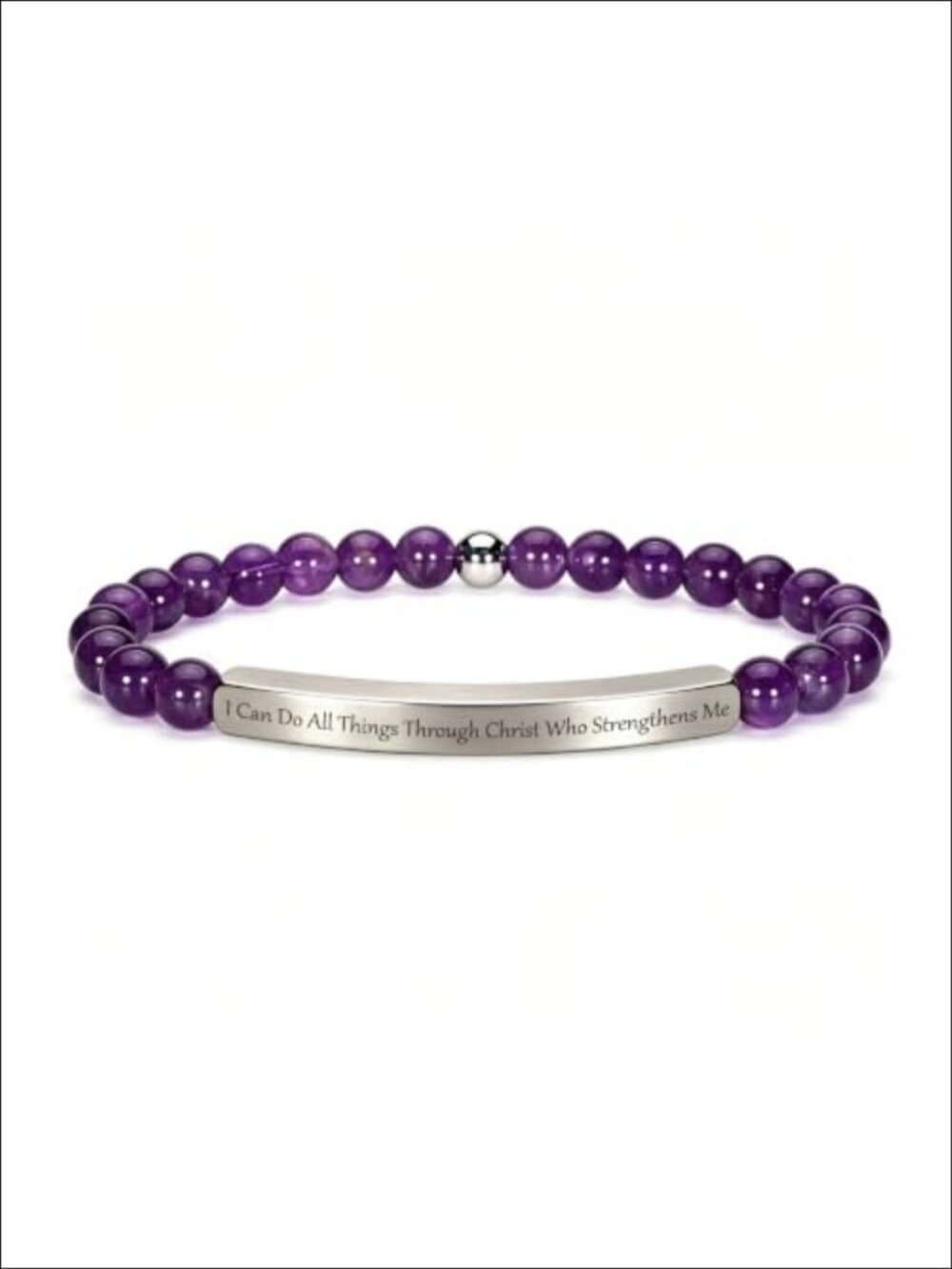Amethyst Beaded Bracelet 18K Gold Plated Bible Verse Inspirational